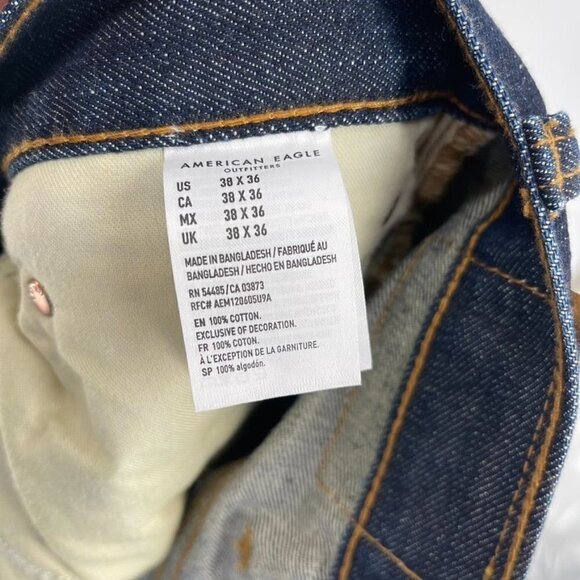 American Eagle Mens Size 38W 36L Loose Dark Wash Straight Leg Jeans - Picture 5 of 5